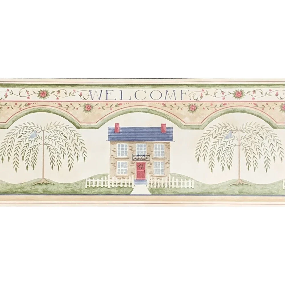 WALLPAPER BORDER COUNTRY FOLK ART COLONIAL COTTAGE BY SEABROOK